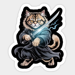 Samurai Cat Japanese Kawaii Ninja British Longhair Cat Sticker